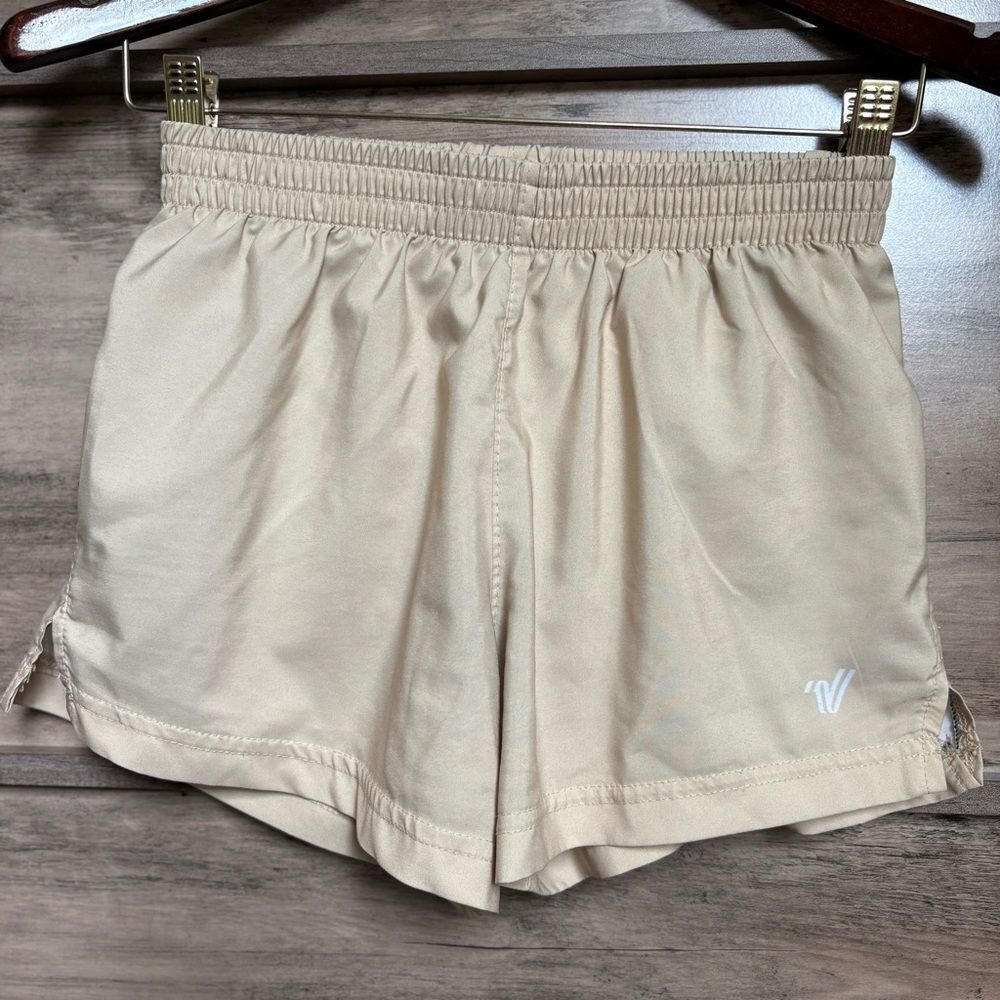 Varsity Spirit Cream Tan Athletic Cheer Team Shorts XS Cheerleader Dance Sporty